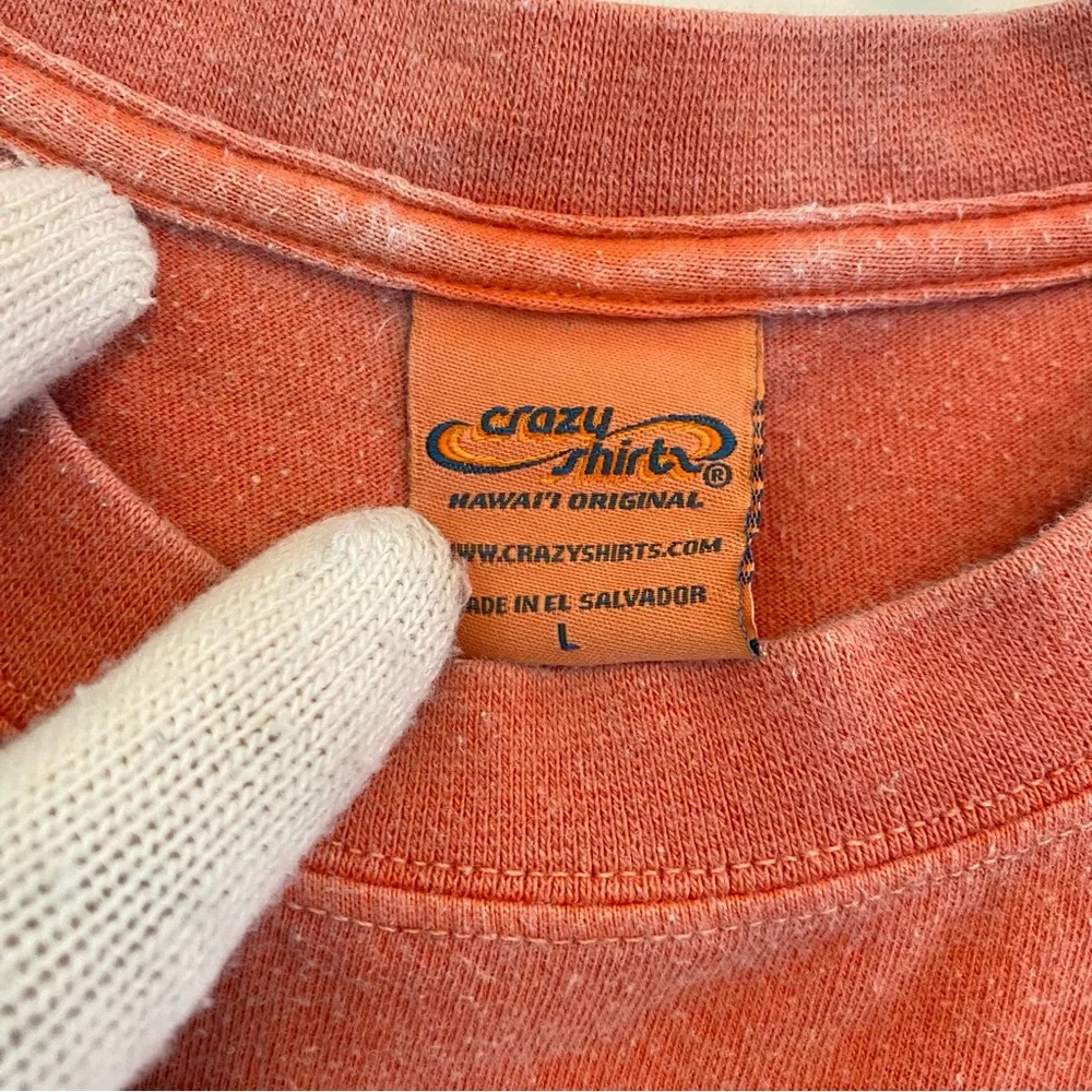 Crazy Shirts Men's Hawaiian Tribal Band Tee T Shirt Tangerine Orange Dyed Large - Picture 3 of 10